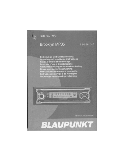 BLAUPUNKT BROOKLYN MP-35 ENGLISH INSTRUKCION MANUAL
